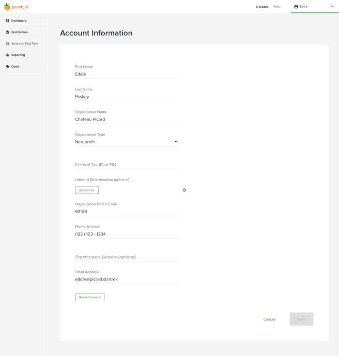 Account info - non-profit no file