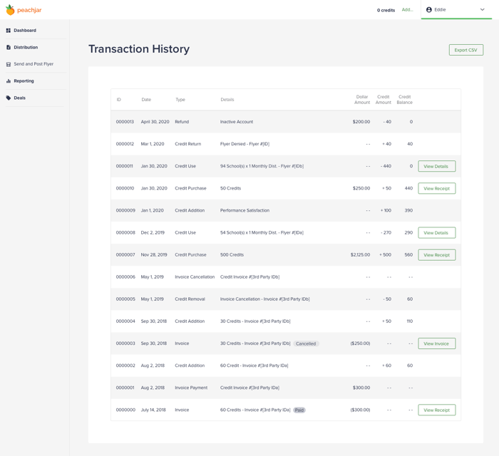 Transaction History